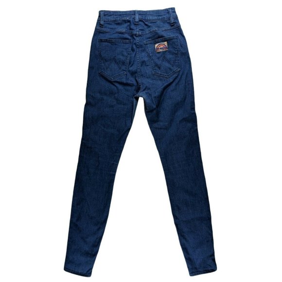 Wrangler Hi Pins High Waist Light Blue Skinny Leg Womens Jeans - Size 7 - Picture 4 of 7